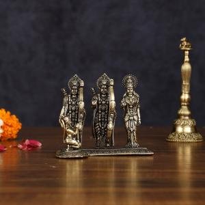 Brass Ram Darbar Idol | 3" x 4" x 2.5" (7.6 x 10.2 x 6.4 cm) | 236g Lightweight Sacred Art | Travel-Friendly Divine Family | Premium Collection